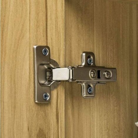 Lot de 4 charnières pour porte de placard, porte meuble, angle plié, fermeture lente, pas de fente nécessaire, facile à installer (1/4)