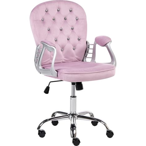 Silla de oficina de terciopelo giratoria ajustable con respaldo de capitoné violeta claro Princess