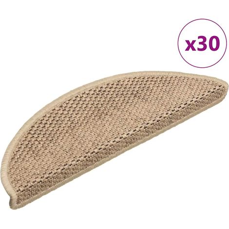 Tapis d'escalier autocollants 30 pcs 56x17x3 cm sable vidaXL