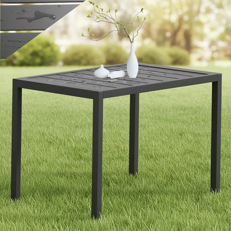 Table de jardin rectangulaire en aluminium, résistante aux intempéries et à la chaleur, idéale pour les balcons et les terrasses.