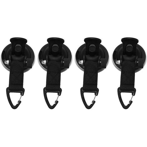Filiyano-4 ventouses de fixation pour bâche de camping utilisable comme auvent de voiture ou comme bâche de piscine (noir). (1/5)
