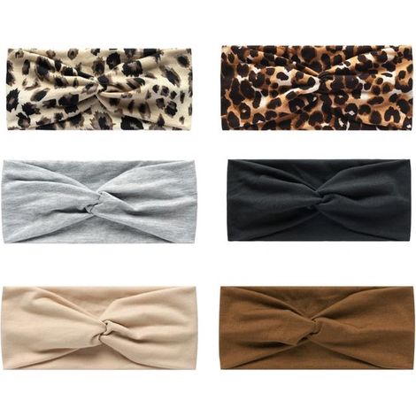 Set di 6 fasce per capelli da donna - Stile retrò bohémien - Fasce sportive elastiche larghe (1/5)