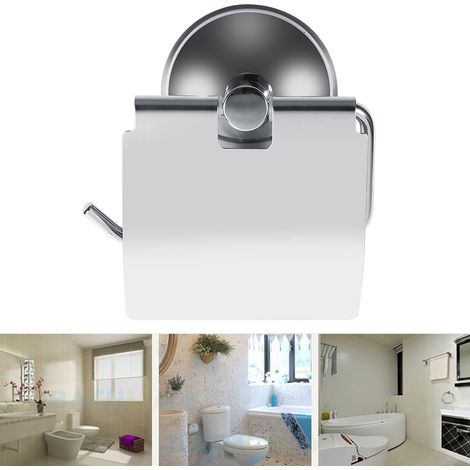 Porte-rouleau de papier toilette mural à ventouse en acier inoxydable (1 pièce) - Neuf (1/5)
