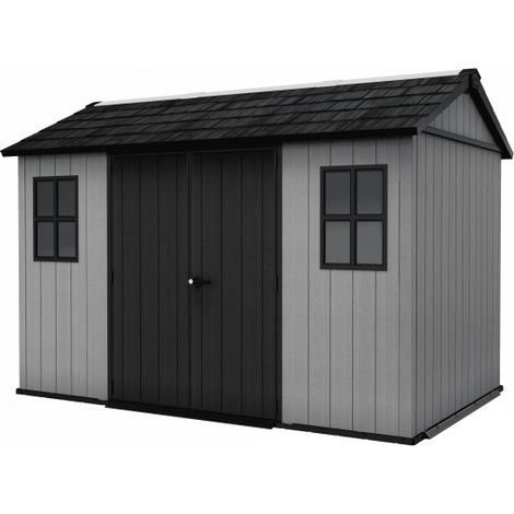 Casetta da giardino in resina EVOTECH+ 350x230 cm - con pavimento e doppia porta - carico neve 150 kg/m² – Newton Plus 7511/1175 - Grigio - Keter (1/5)