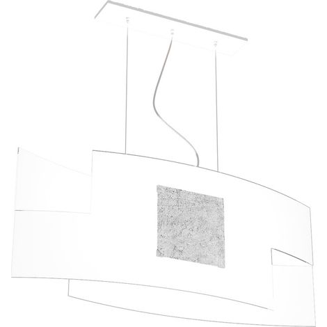 Sospensione Moderna Tetris Color Metallo Foglia Argento Vetro Bianco 2 Luci E27 (1/4)