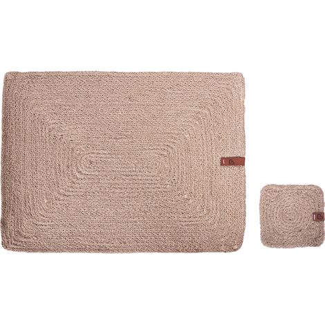 Conjunto de 12 Manteles Individuales y Posavasos 30 x 40/10 x 10 cm de yute natural hecho a mano rectangulares Comedor Estilo Boho Natural Saltbush (1/5)