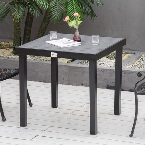 Tavolo da giardino Outsunny per 4 persone, tavolo da pranzo, tavolo in alluminio, mobili da giardino, mobili da salotto, plastica di facile manutenzione, nero, 78 x 78 x 74 cm