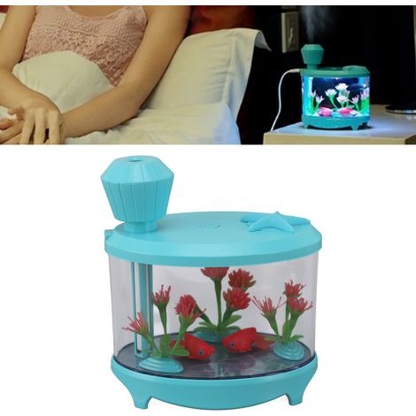 Mini humidificador ultrasónico USB con aromaterapia para acuarios, 460 ml, azul, ABS, para oficina, coche o casa. (1/5)