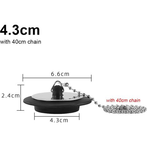 (4.3cm)1Pcs New Rubber Tub Stopper Universal Silicone Bath Tub Drain With Chain With Hanging Ring Bathtub Plug Bathtub Accessories (1/4)