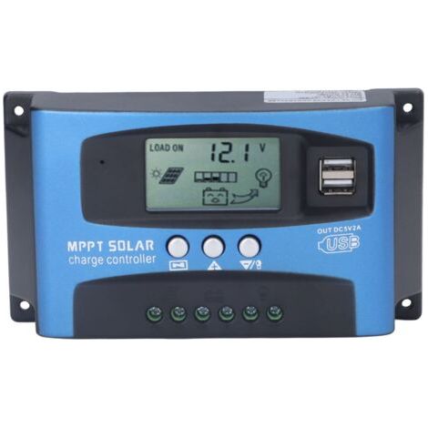 Contrôleur de Charge Solaire, 12V 24V PWM Régulateur de Panneau Solaire avec écran LCD Double Port USB Chargeur de Panneau Photovoltaïque MPPT LED Contrôleur D'éclairage Public Intelligent(100A) (1/5)