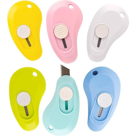Lot de 6 Mini Couteau Artistique Télescopique pour Ouverture de Lettres et Découpe de Papier Accessoire de Papeterie et Bureau (1/5)