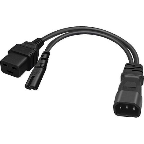 1 Stück C14 auf C7 + C19 kurzes Y-Splitter-Adapterkabel, 32 cm