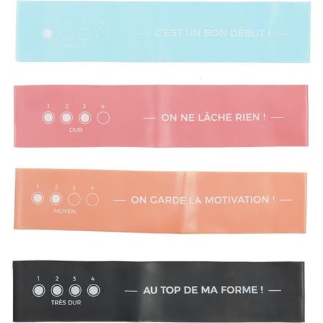 Lot de 4 Bandes de Résistance Fitness 16cm Multicolore (1/5)