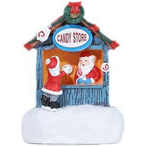 Maison De Noël - En Résine - Avec Lumières À Piles - Décoration Intérieure Et Extérieure - 1 Pièce (1/5)