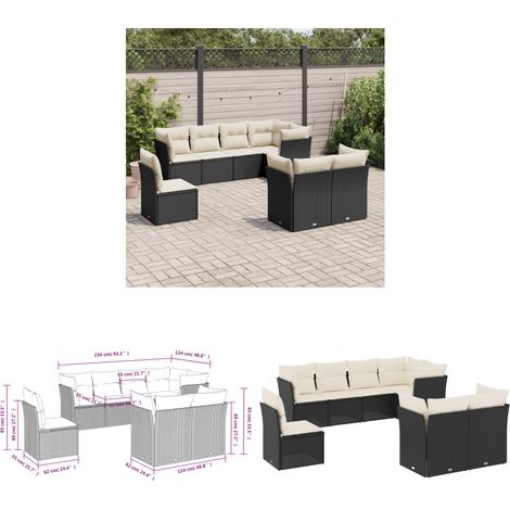 Salon de jardin 8 pcs avec coussins noir résine tressée - Salon De Jardin - Canapé Extérieur - Meuble De Jardin - Ensemble Salon De Jardin - Mobilier De Jardin - Home & Living (1/3)