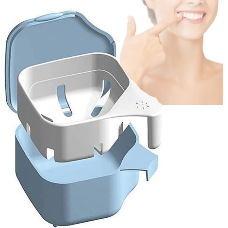 1 Boîte prothèse dentaire, double usage immersion rangement, panier drainage amovible, pour appareils orthodontiques(Troisième trimestre : Nouveaux produits en septembre) (1/5)