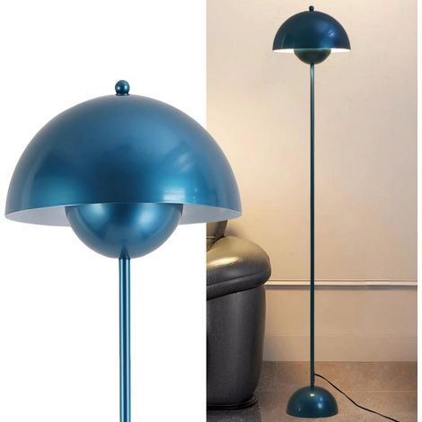 ALPINALUZ Lámpara de Pie de Diseño Nórdico Clásico on Pantalla y base Parabólica Casquillo E27 para Salón Comedor Dormitorio Azul Marino (1/5)