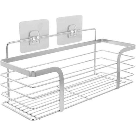 Porte gel douche salle de bain, etagere douche, étagères de salle de bain en acier inoxydable, étagère de douche auto-adhésive sans perçage, organisateur de rangement mural antirouille(30cm) (1/5)