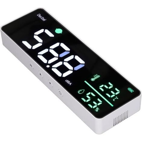 Sonomètre mural OMABETA - Compteur d'humidité et de température - Grand écran LED - Câble USB long (1/4)