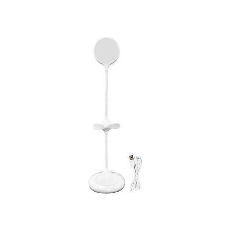 LED-Schreibtischleuchte mit einzigartigem Lüfterdesign, 3 Dimmstufen, 360° flexiblem Schwanenhals, USB-Ladefunktion, multifunktionaler kleiner Schreibtischlampe