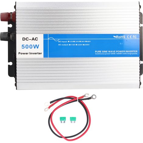 Onduleur à onde sinusoïdale pure 500W crête 1000W avec port USB 5V 2.1A, convertisseur AC220V en DC pour voiture, camping-car, camion, bateau, système solaire 48V (1/5)