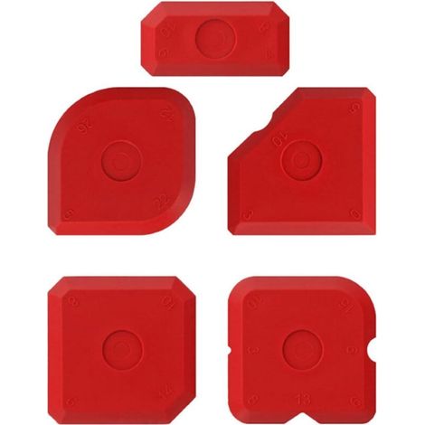 Set of 5 red joint smoothers - caulking tool set with different shapes - e.g. smoothers for silicone and acrylic joints
