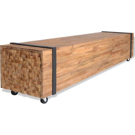 Meuble TV 110x30x32,5 Bois de teck massif (1/5)