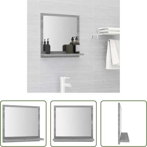 vidaXL Wandspiegel - Badspiegel Grau Sonoma 40x10,5x37 cm Holzwerkstoff (1/5)
