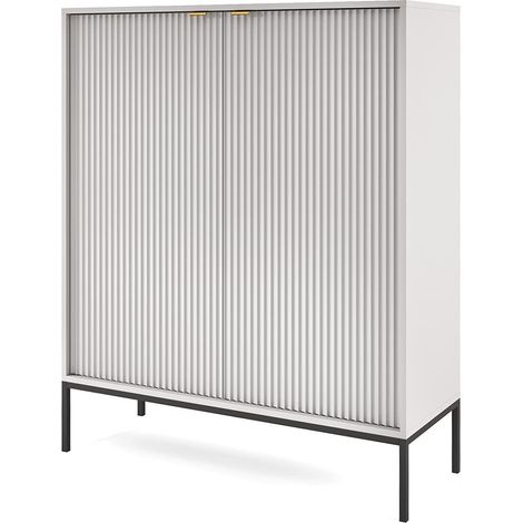 Cassettiera: 2 ante, Grigio, Nero, 104 x 125 x 39 cm, maniglie dorate (1/5)