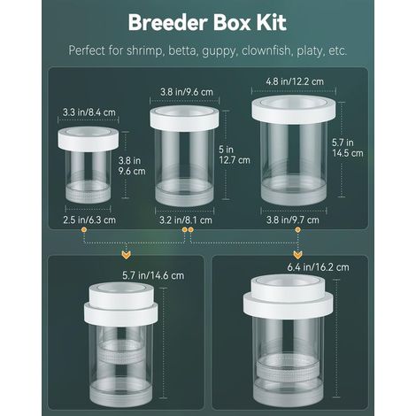 Aquarium Breeding Box, Floating Guppy Breeding Box, Fry Separator, Plastic Incubator for Shrimp, Betta and Clownfish (Large) (1/5)