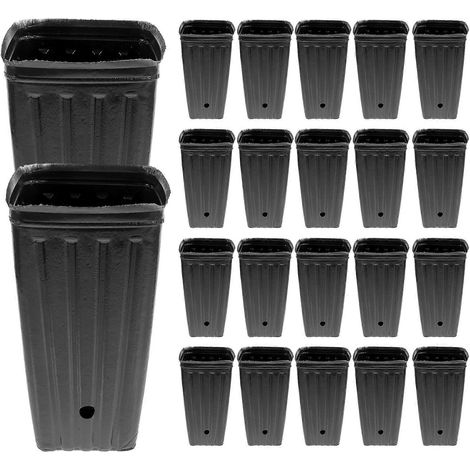 Lot de 30 pots de pépinière professionnels portables pour plantes à fleurs, hauts et faciles à planter.-20.00X10.00X10.00CM-Black (1/4)
