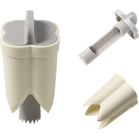 2-in-1 Paprikaentkerner, Paprikakernentferner, Paprikaschneider, Küchenhelfer (Beige)