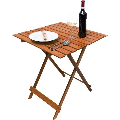 Table pliante 80 x 60 cm bois couleur noyer MAS116 pliable de jardin