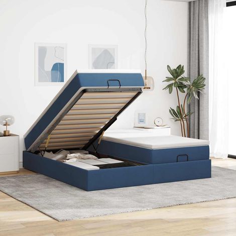 Ottoman-Bett mit Matratzen Blau 200x200 cm Stoff (1/5)