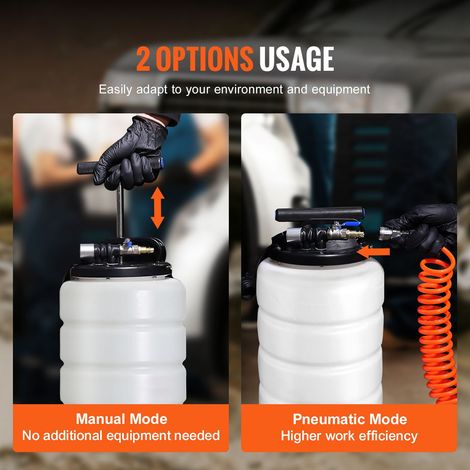Extracteur de fluide 15L, videur d'huile pneumatique manuel avec jauge et tuyau aspiration, pompe evacuation pour liquides auto (1/5)