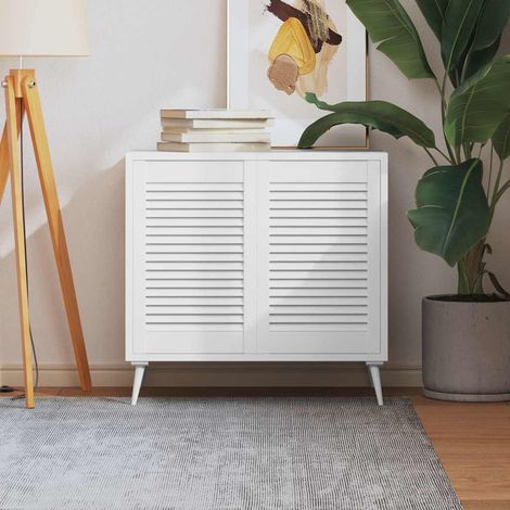 vidaXL Portes d'armoire à persiennes 2pcs blanc 61,5x39,4cm pin massif (1/5)