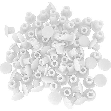 300x Cache-trous 5mm Blancs, bouchons pour trous de perçage, meubles, vis et armoires, capuchons plastique décoratifs (1/5)