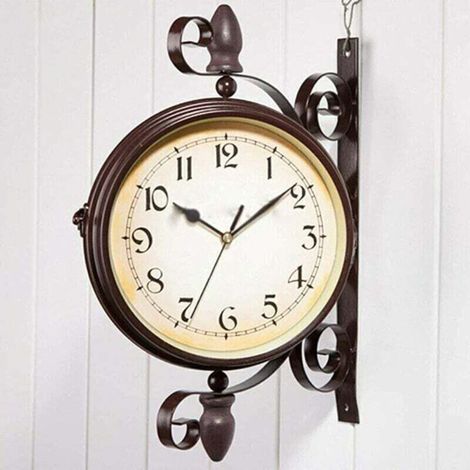 Vintage Style Double-Sided Outdoor Garden Wall Clock, Indoor and Outdoor Decoration, 20 cm (Battery Not Included) (1/5)