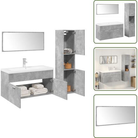 4-tlg. Badmöbel-Set Betongrau Holzwerkstoff - Badmöbel Set - Badmöbel Sets - Badmöbelset - Badmöbel (1/5)