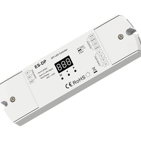 Dual-channel 960-pixel ES-DP SPI controller with auto-reset, 5-24V DC power supply