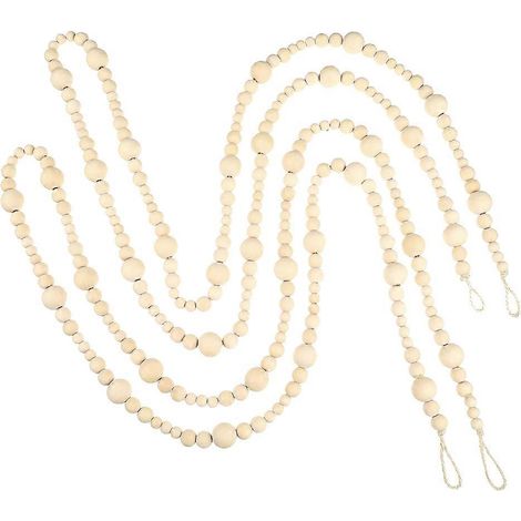 Guirlande de perles en bois décorative, 3 pendentifs dorés à suspendre pour Noël (1/5)
