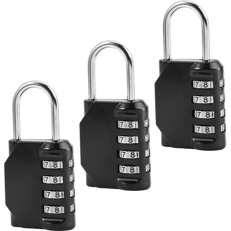 Lot de 3 cadenas à combinaison 4 chiffres WXSP, en alliage de zinc, pour portes de placard, salles de sport, garages, boîtes à outils, clôtures.
