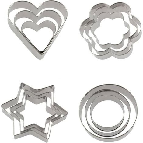 Emporte pièces en forme de cœur 12 pièces, emporte pièces en métal, emporte pièces en acier inoxydable, emporte pièces à pâtisserie, biscuits au sucre mous en chocolat en forme de cœur