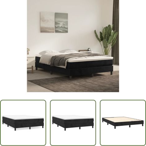 vidaXL Schlafzimmermöbel - Boxspringbettgestell Schwarz 140x200 cm Samt (1/5)