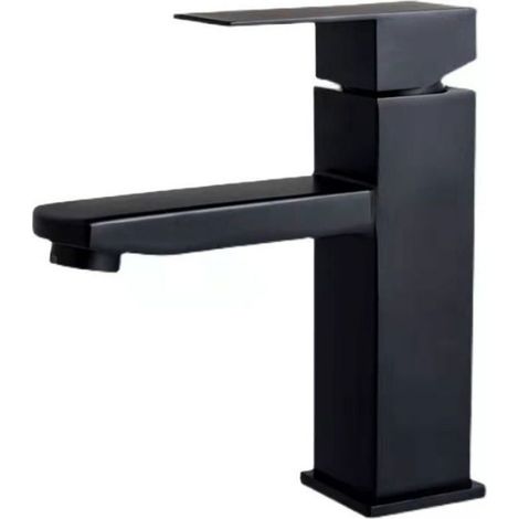 Noir Robinet, comptoir d'évier, cascade salle de bains, robinet de salle de bains, robinet de Mono chromé carré Anti-empreinte (1/4)