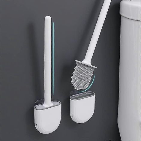 Ensemble brosse et support pour cuvette de WC, brosse Buddy Bristle avec manche long antidérapant et base anti-gouttes pour un nettoyage facile. (1/5)