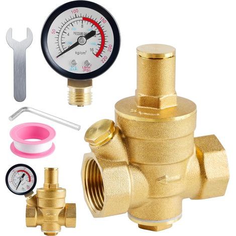 DN20 Régulateur De Pression: WEGREAT 3/4 Pouces Réducteur de Pression Eau avec Manomètre et Outils de Réglage, 1,6 MPa Réducteur de Pression en Laiton, Convient à Équipements D'eau du Robinet (1/5)