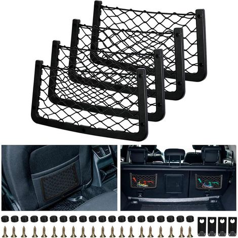 Juego de 4 redes de almacenamiento para coche, redes para maletero, redes para maletero de coche, con tornillos, ganchos, bolsas organizadoras de bolsillo para coches, caravanas, barcos, hogar (36 x 1 (1/5)