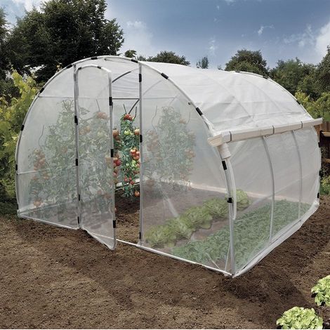 NORTENE Serre de jardin avec gouttière latérale 3 x 3 x 2 m - acier galvanisé - récupération d’eau (1/3)