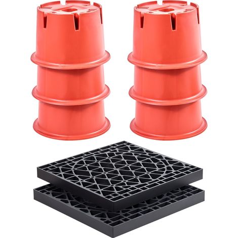 Bloc de Nivellement pour Camping-car 6PCs avec 2 Patins, Supports Stabilisateurs pour Caravane 20,3 cm de Haut, Charge de 0,9 T par Bloc, en PP, pour Voyage Camping-car Remorque à Sellette (1/5)
